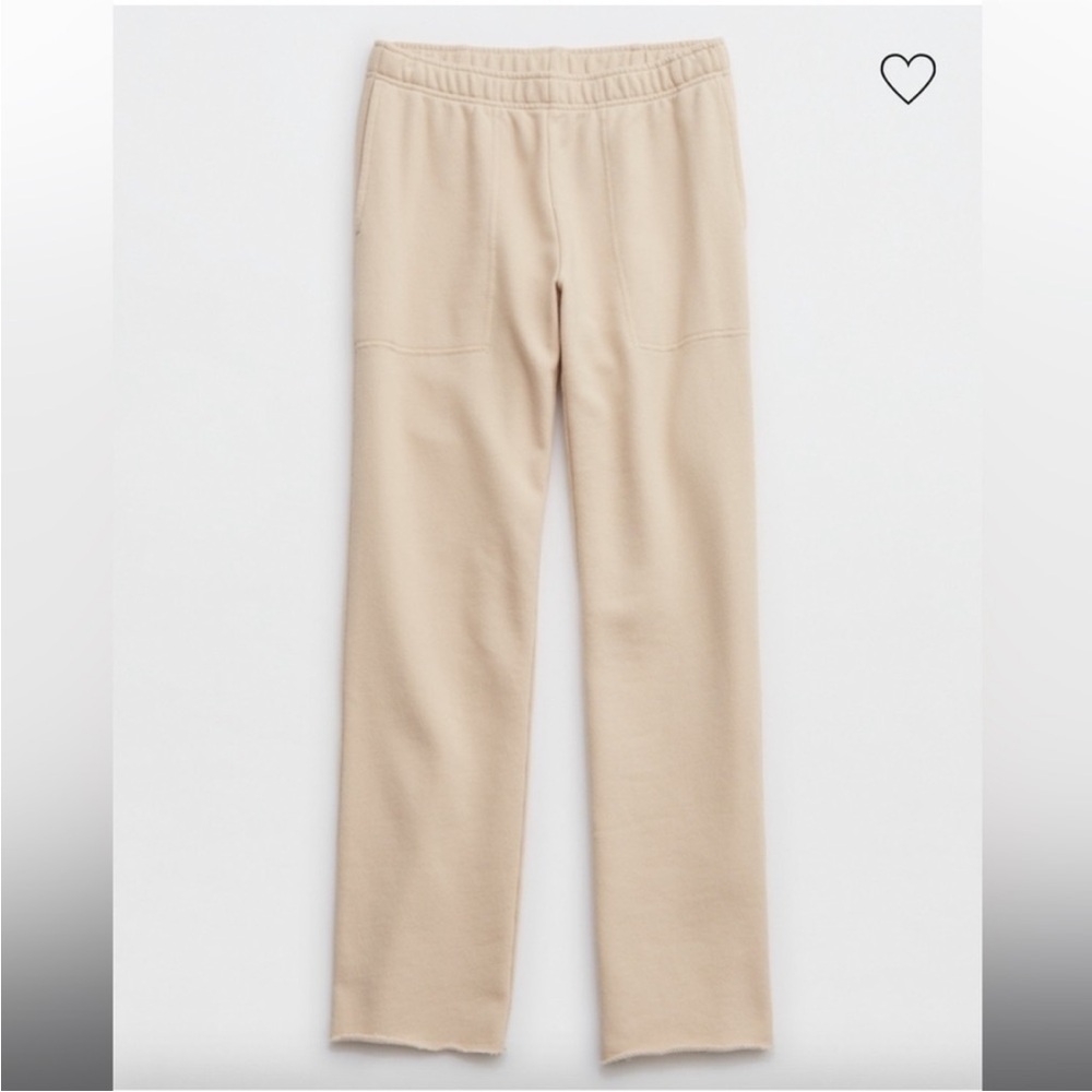 AERIE TAN SLOUCHY FLEECE SWEATPANTS SIZE MEDIUM - Picture 2 of 9